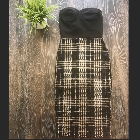 BLACK AND SILVER BODYCON DRESS - Picture 1 of 1